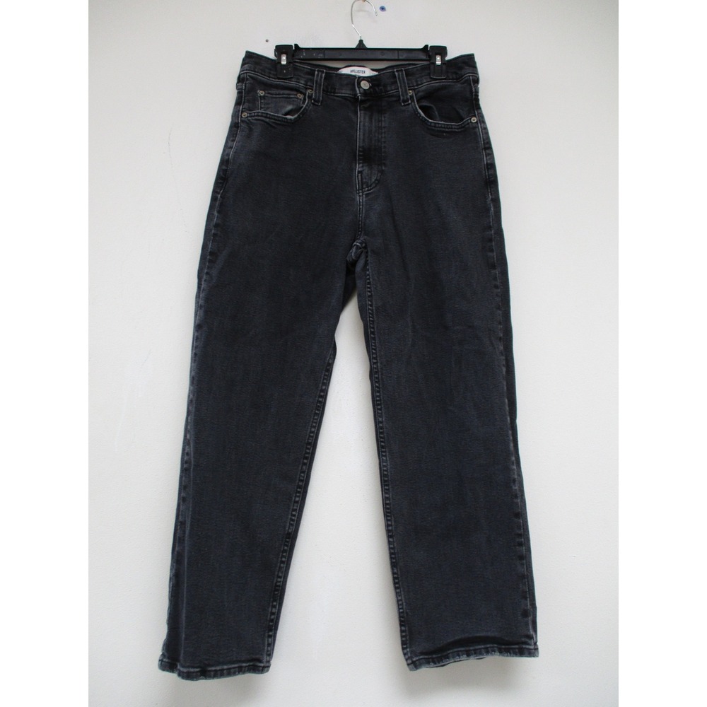 Hollister Jeans Men 31x30 Black Straight Leg Relaxed Fit Utility Denim Vintage